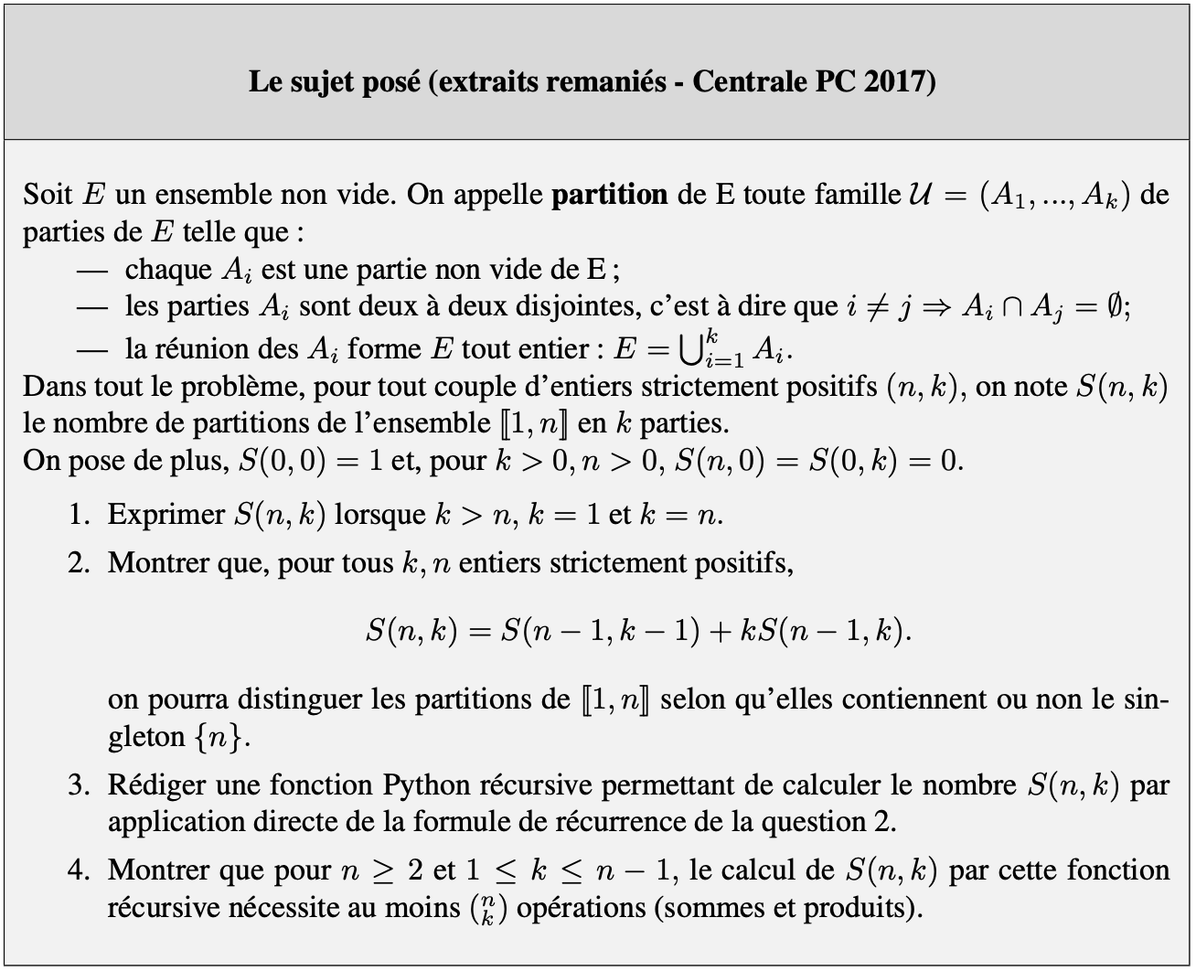 Exercice Centrale
