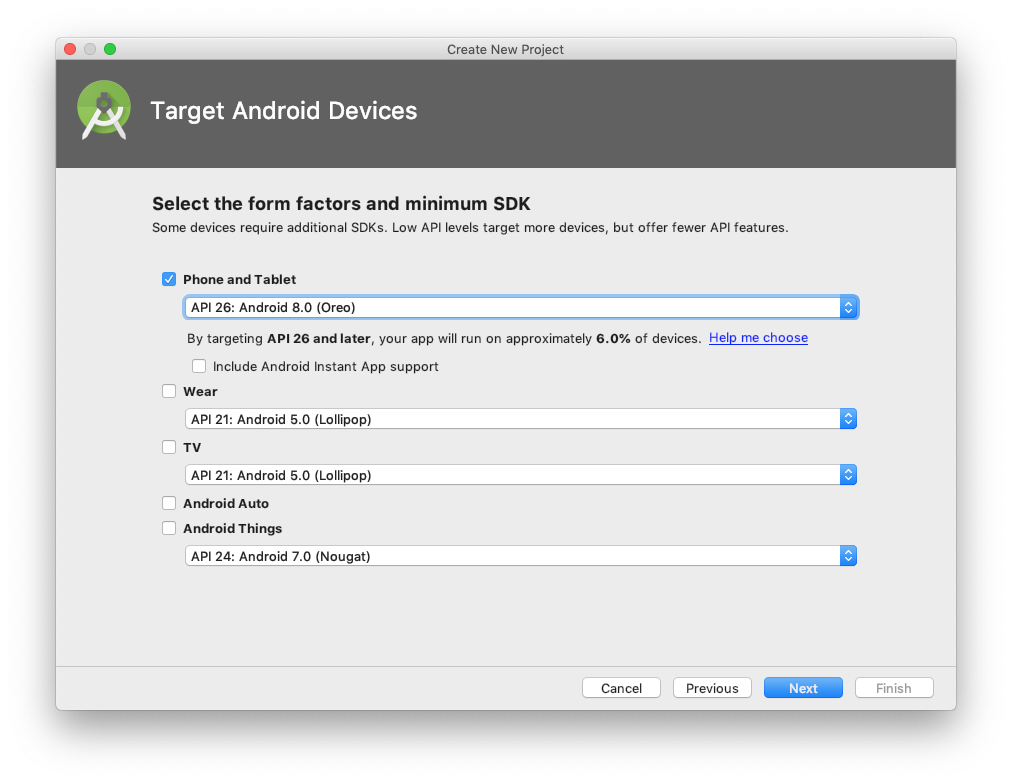 API level and target devices